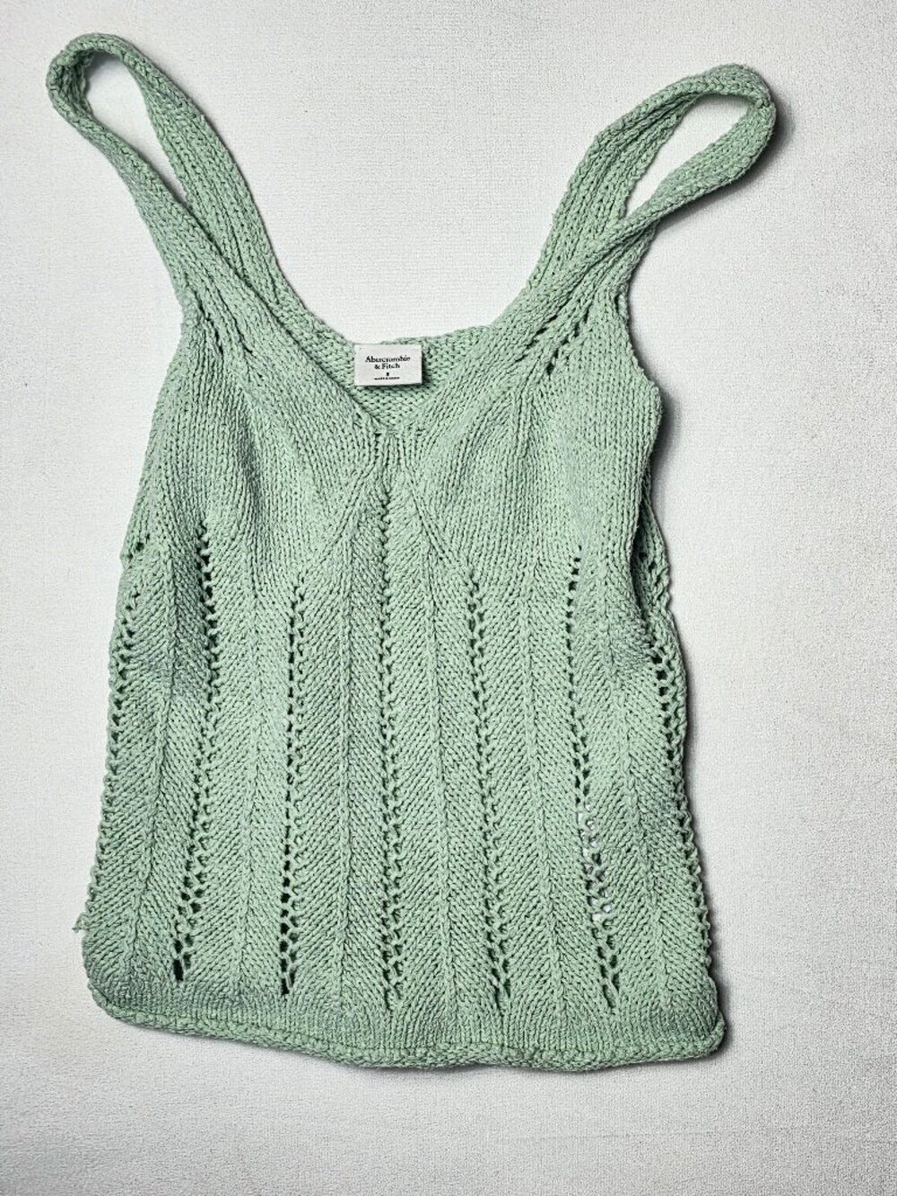 Small Abercrimbie & Fitch Skimming V Neck Crochet tank top mint green